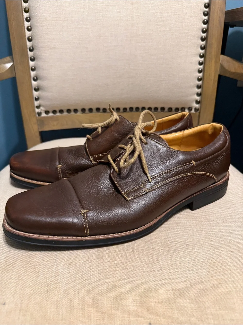 Sandro Moscoloni Men's Dark Brown Leather Derby Dress Shoes Size 12
